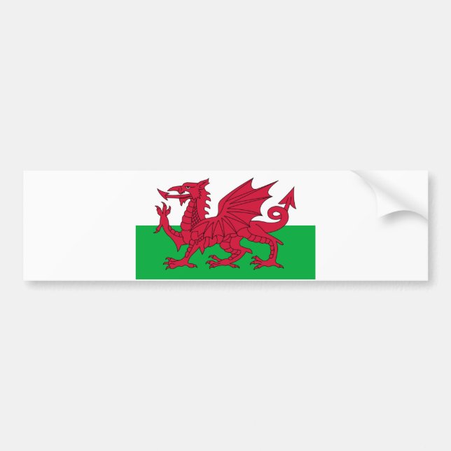 Pegatina Para Coche Bandera de Gales - El Dragón Rojo - Baner Cymru (Frente)