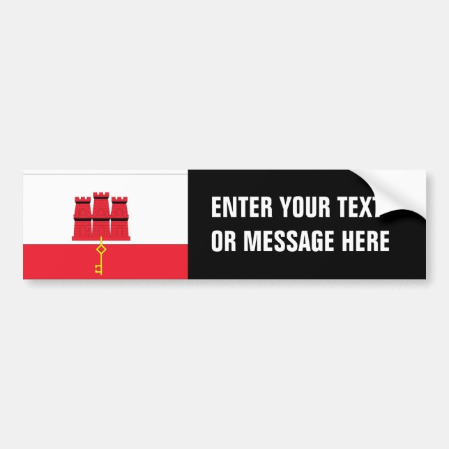 Pegatina Para Coche Bandera de Gibraltar (Frente)