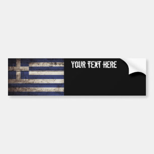 Pegatina Para Coche Bandera de Grecia en grano de madera viejo