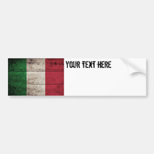Pegatina Para Coche Bandera de Italia en grano de madera viejo