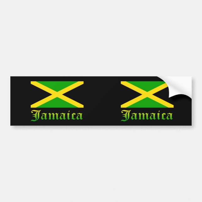 Pegatina Para Coche Bandera de Jamaica, negra, verde y amarilla (Frente)