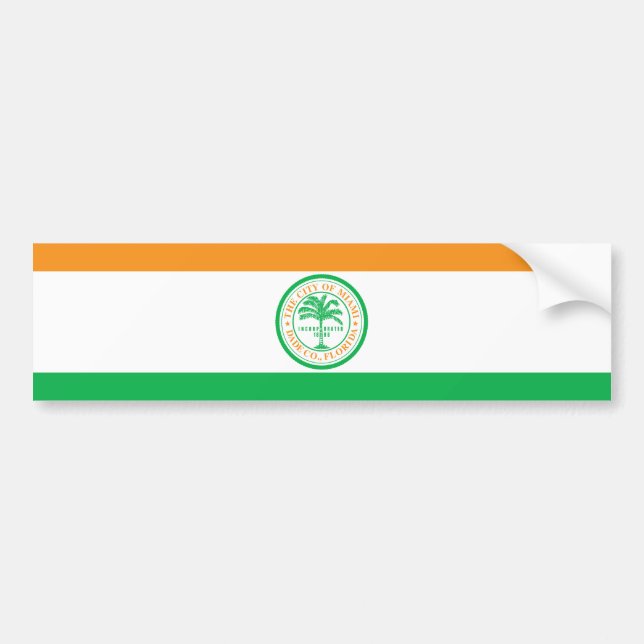 Pegatina Para Coche Bandera de la Ciudad de Miami (Florida) (Frente)
