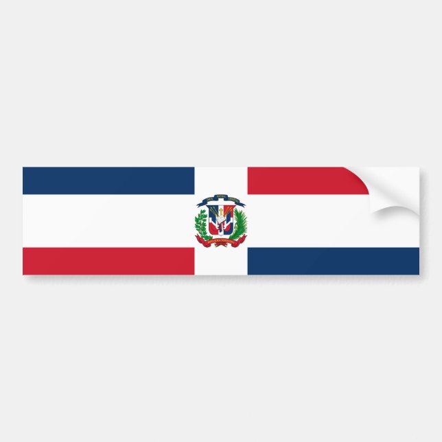 Pegatina Para Coche Bandera de la República Dominicana (Frente)