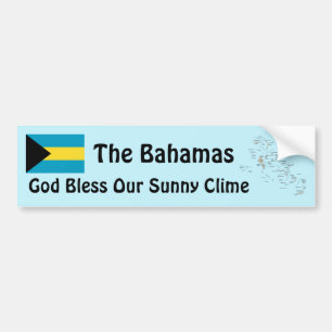 Pegatina Para Coche Bandera de las Bahamas y mapa del parachoques