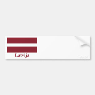 Pegatina Para Coche Bandera de Letonia con nombre en Latvian