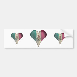 Pegatina Para Coche Bandera de México en un corazón