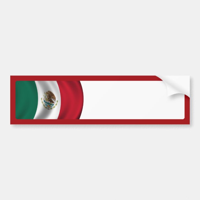 Pegatina Para Coche Bandera de México ondeando (Frente)