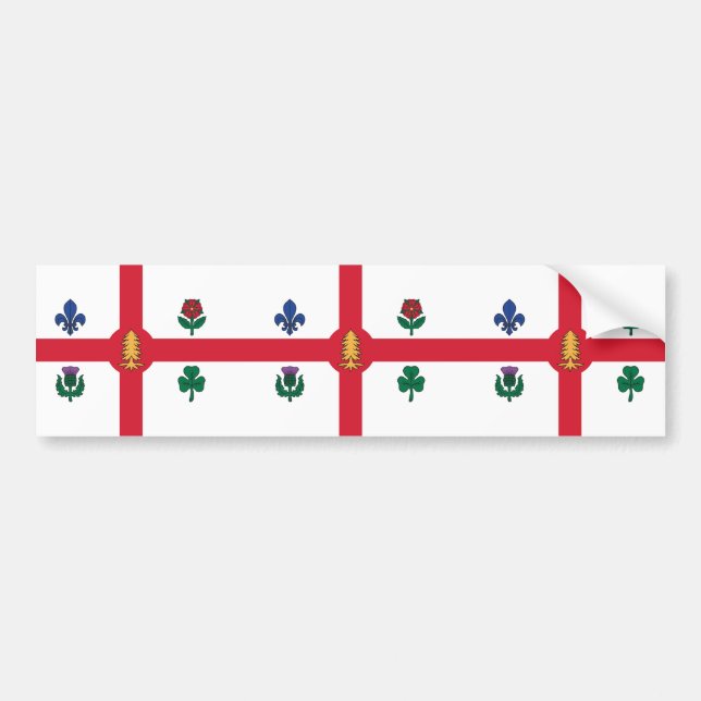 Pegatina Para Coche Bandera de Montreal (Quebec, Canadá) (Frente)