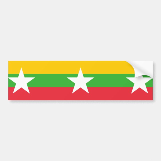 Pegatina Para Coche Bandera de Myanmar (Birmania) (Frente)