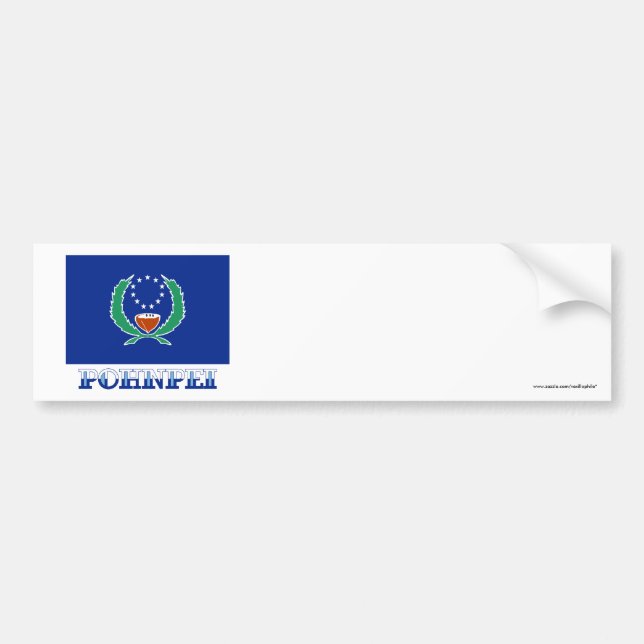 Pegatina Para Coche Bandera de Pohnpei, con nombre (Frente)