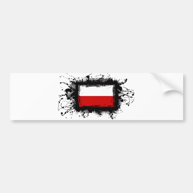 Pegatina Para Coche Bandera de Polonia (Frente)