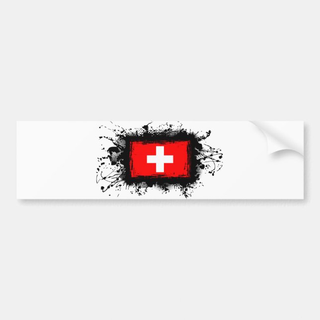 Pegatina Para Coche Bandera de Suiza (Frente)