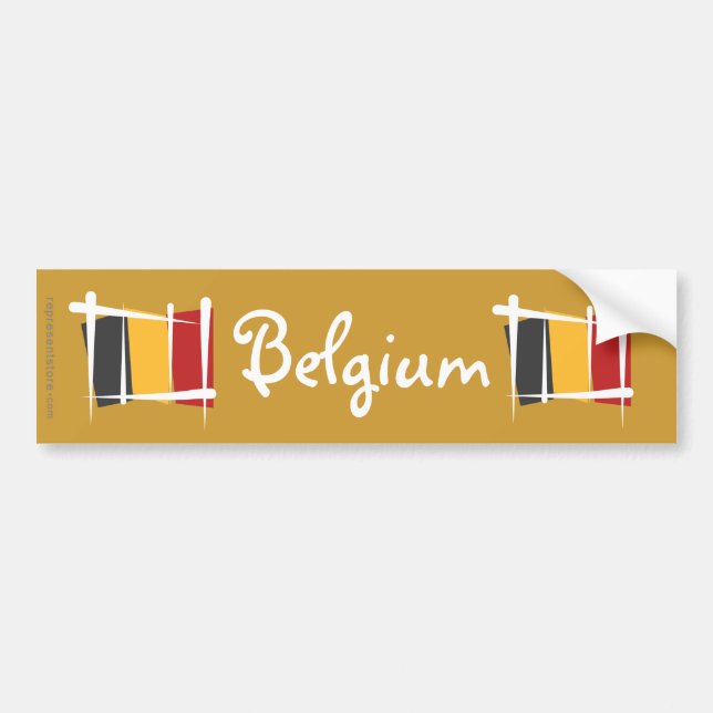 Pegatina Para Coche Bandera del cepillo de Bélgica (Frente)