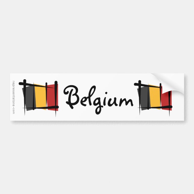 Pegatina Para Coche Bandera del cepillo de Bélgica (Frente)