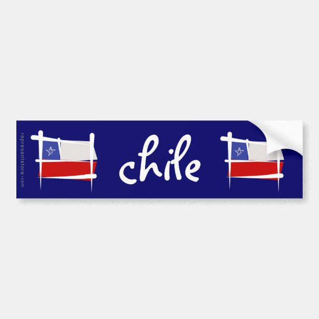 Pegatina Para Coche Bandera del cepillo de Chile (Frente)