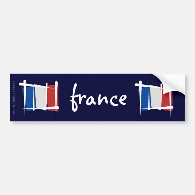 Pegatina Para Coche Bandera del cepillo de Francia (Frente)
