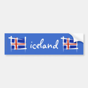 Pegatina Para Coche Bandera del cepillo de Islandia