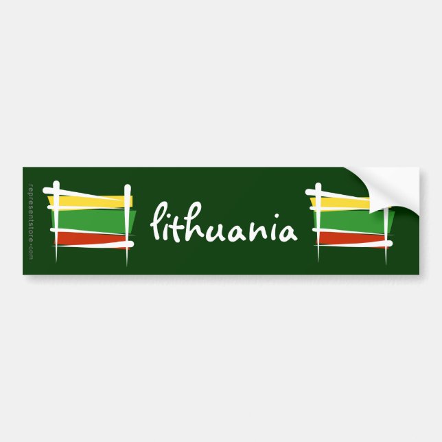 Pegatina Para Coche Bandera del cepillo de Lituania (Frente)