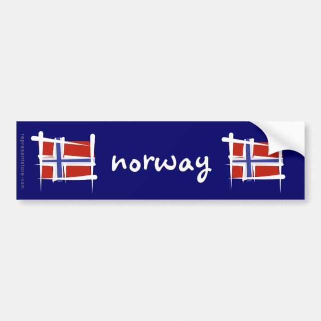 Pegatina Para Coche Bandera del cepillo de Noruega (Frente)
