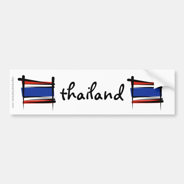 Pegatina Para Coche Bandera del cepillo de Tailandia (Frente)
