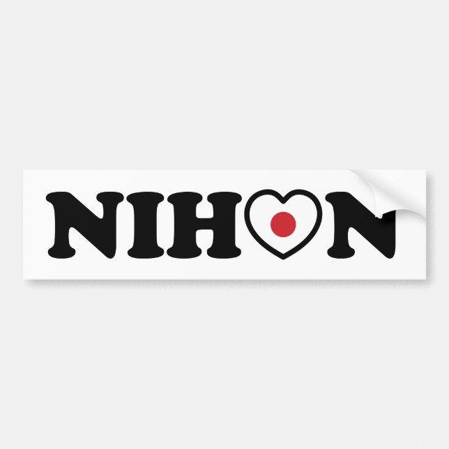 Pegatina Para Coche Bandera del Corazón de Amor Nihon (Frente)