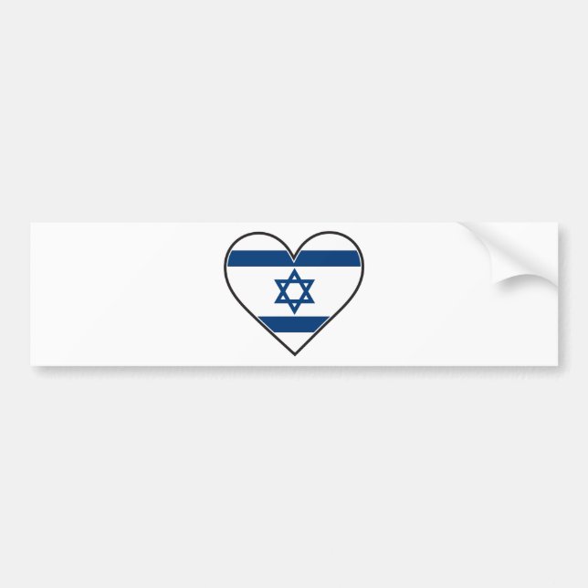 Pegatina Para Coche bandera del corazón de Israel (Frente)