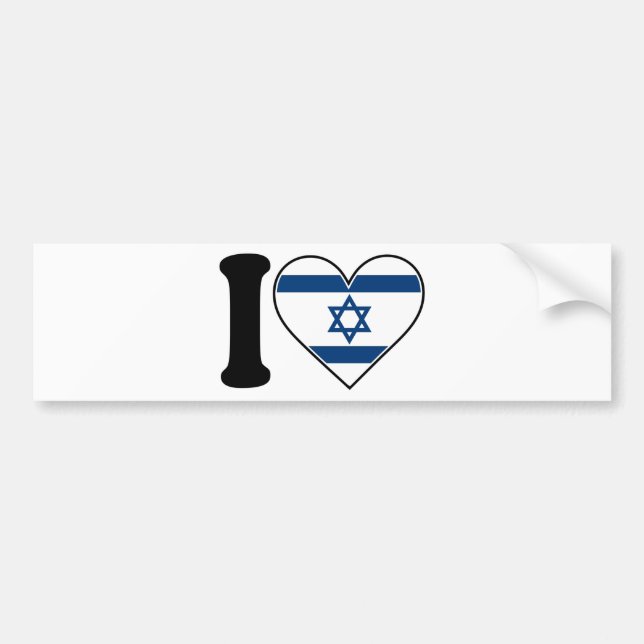 Pegatina Para Coche Bandera del corazón de Israel (Frente)