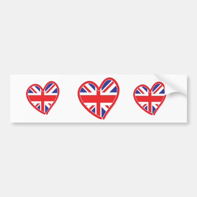 Pegatina Para Coche Bandera del Corazón de Union Jack (Frente)