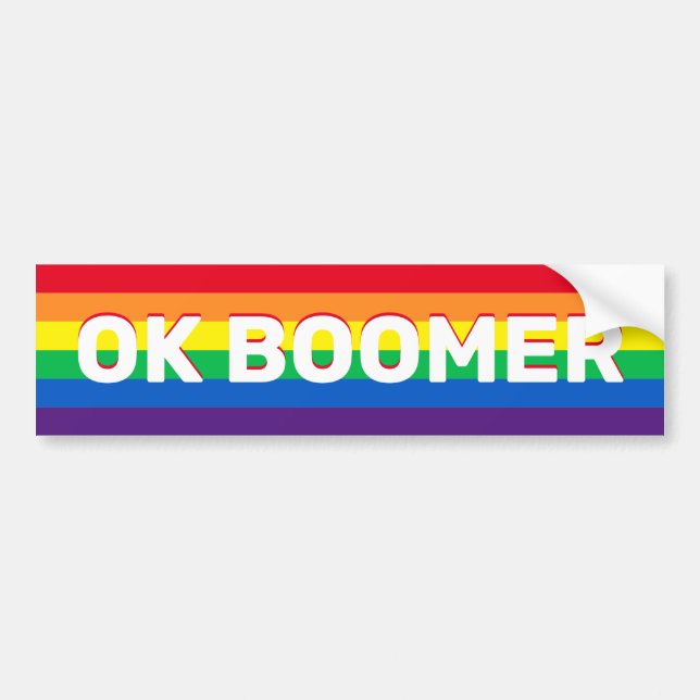Pegatina Para Coche Bandera del Orgullo Arcoiris Ok Boomer Meme (Frente)