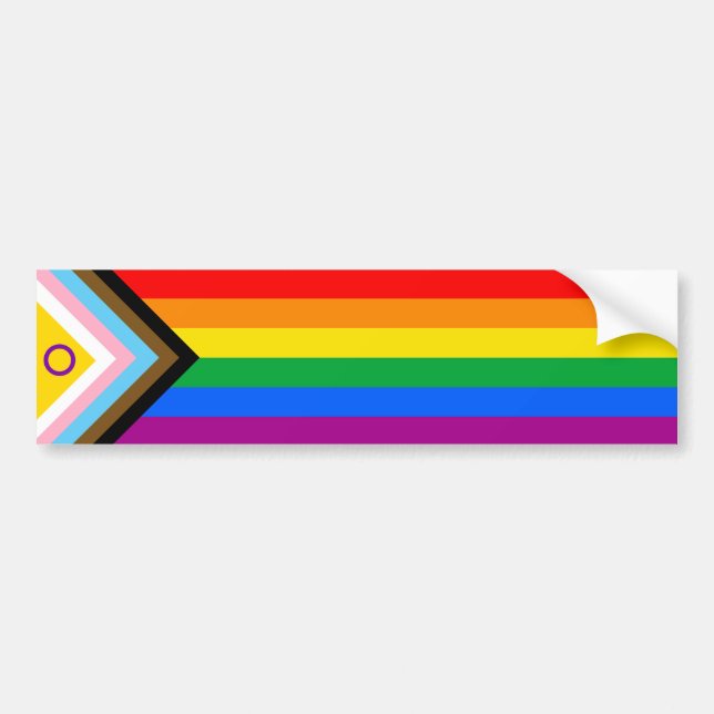 Pegatina Para Coche Bandera del Orgullo de Progreso Inclusivo Intersex (Frente)