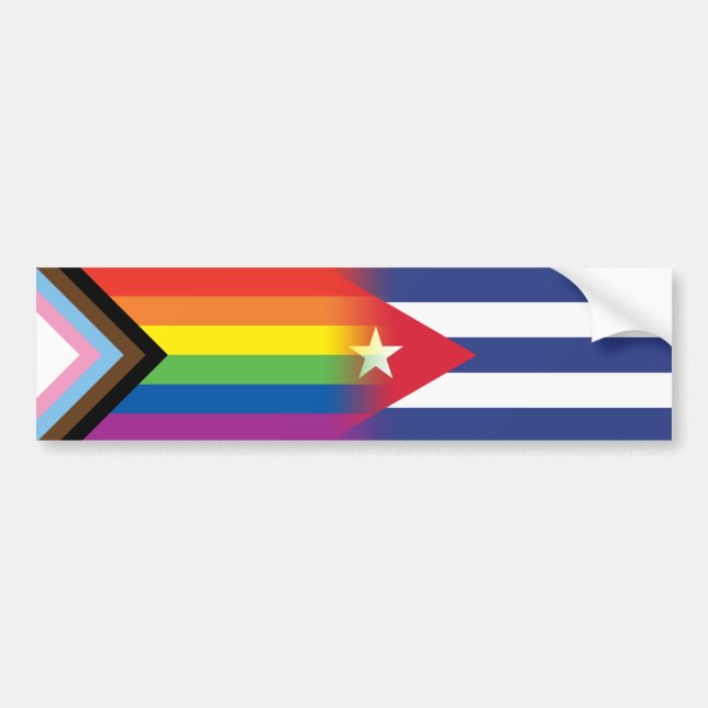 Pegatina Para Coche Bandera del Orgullo LGBTQ Inclusive Progreso Cuba (Frente)