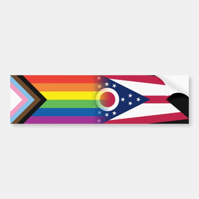 Pegatina Para Coche Bandera del Orgullo LGBTQ Inclusive Progress Ohio (Frente)