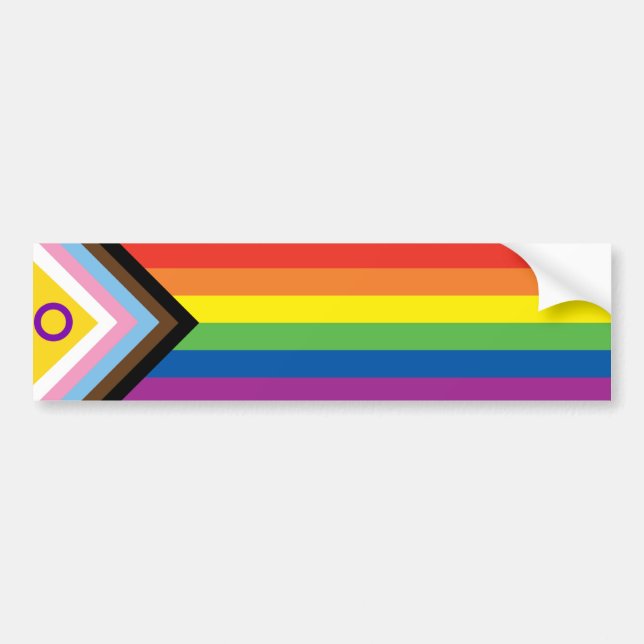 Pegatina Para Coche Bandera del Orgullo LGBTQ Intersex Inclusive Progr (Frente)