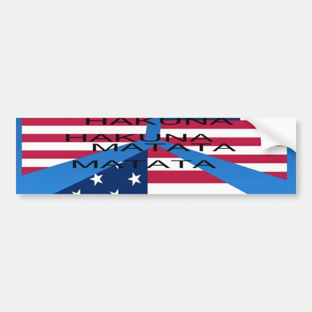 Pegatina Para Coche Bandera estadounidense con Hakuna Matata: Diseño p (Frente)