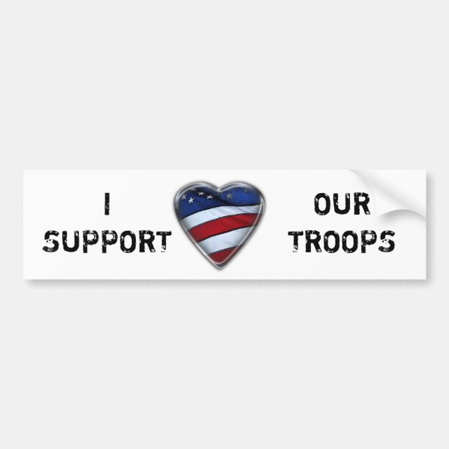 Pegatina Para Coche Bandera estadounidense del Corazón Patriótico Apoy (Frente)