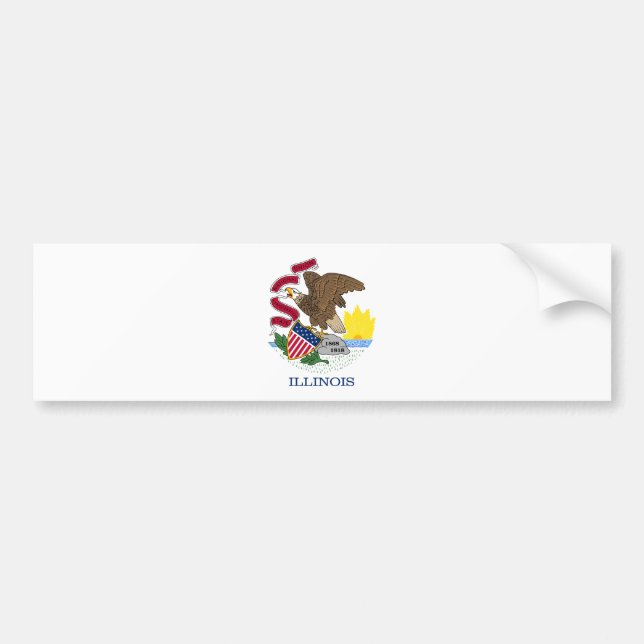 Pegatina Para Coche Bandera Estatal de Illinois (Frente)