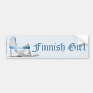 Pegatina Para Coche Bandera finlandesa de la silueta del chica