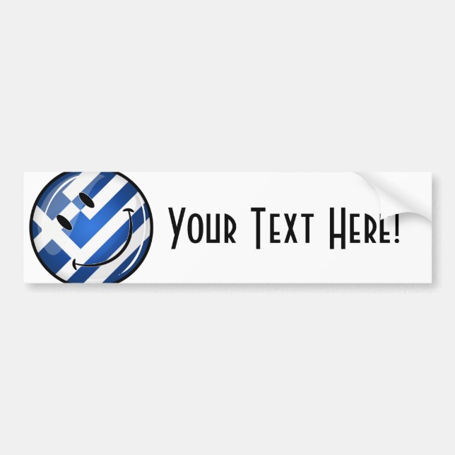Pegatina Para Coche Bandera griega sonriente (Frente)