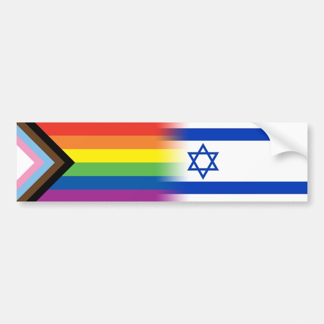 Pegatina Para Coche Bandera israelí del orgullo LGBTQ inclusiva (Frente)