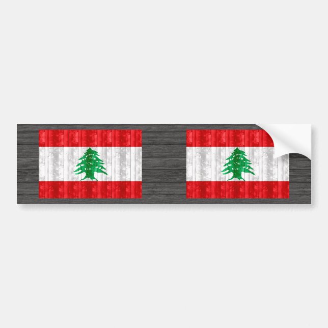 Pegatina Para Coche Bandera libanesa de madera (Frente)