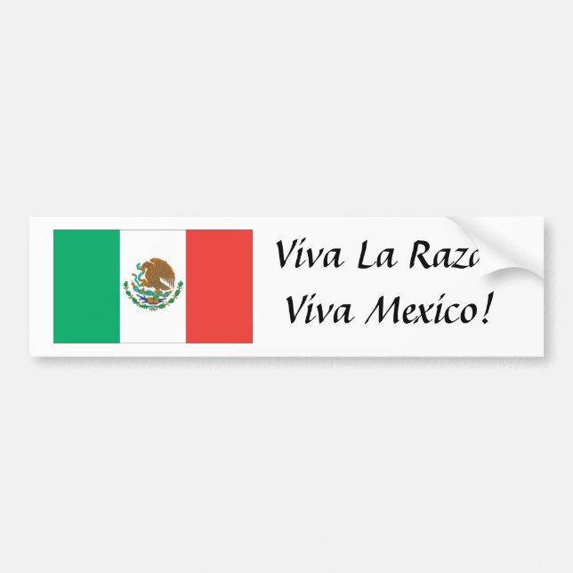 Pegatina Para Coche ¡bandera mexicana, La Raza de Viva! ¡Viva México! (Frente)