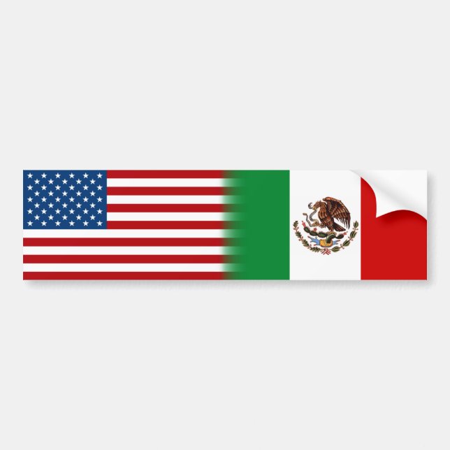 Pegatina Para Coche Bandera México-Estados Unidos México-Estados Unido (Frente)