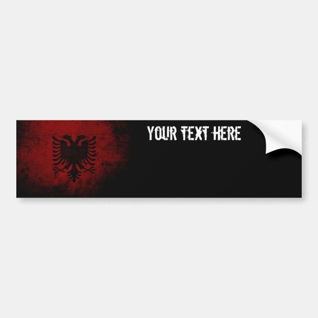 Pegatina Para Coche Bandera negra de Albania del Grunge (Frente)