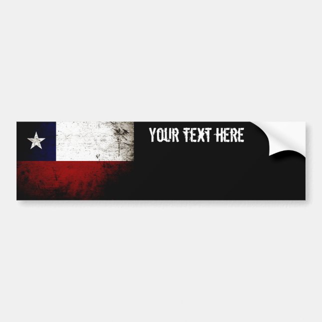 Pegatina Para Coche Bandera negra de Chile del Grunge (Frente)