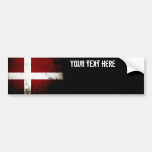 Pegatina Para Coche Bandera negra de Dinamarca del Grunge