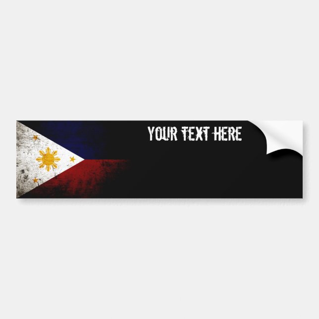 Pegatina Para Coche Bandera negra de Filipinas del Grunge (Frente)