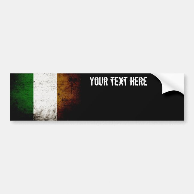 Pegatina Para Coche Bandera negra de Irlanda del Grunge (Frente)