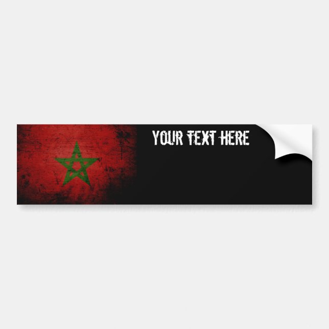 Pegatina Para Coche Bandera negra de Marruecos del Grunge (Frente)