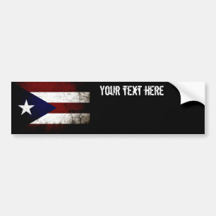 Pegatina Para Coche Bandera negra de Puerto Rico del Grunge