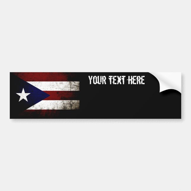 Pegatina Para Coche Bandera negra de Puerto Rico del Grunge (Frente)